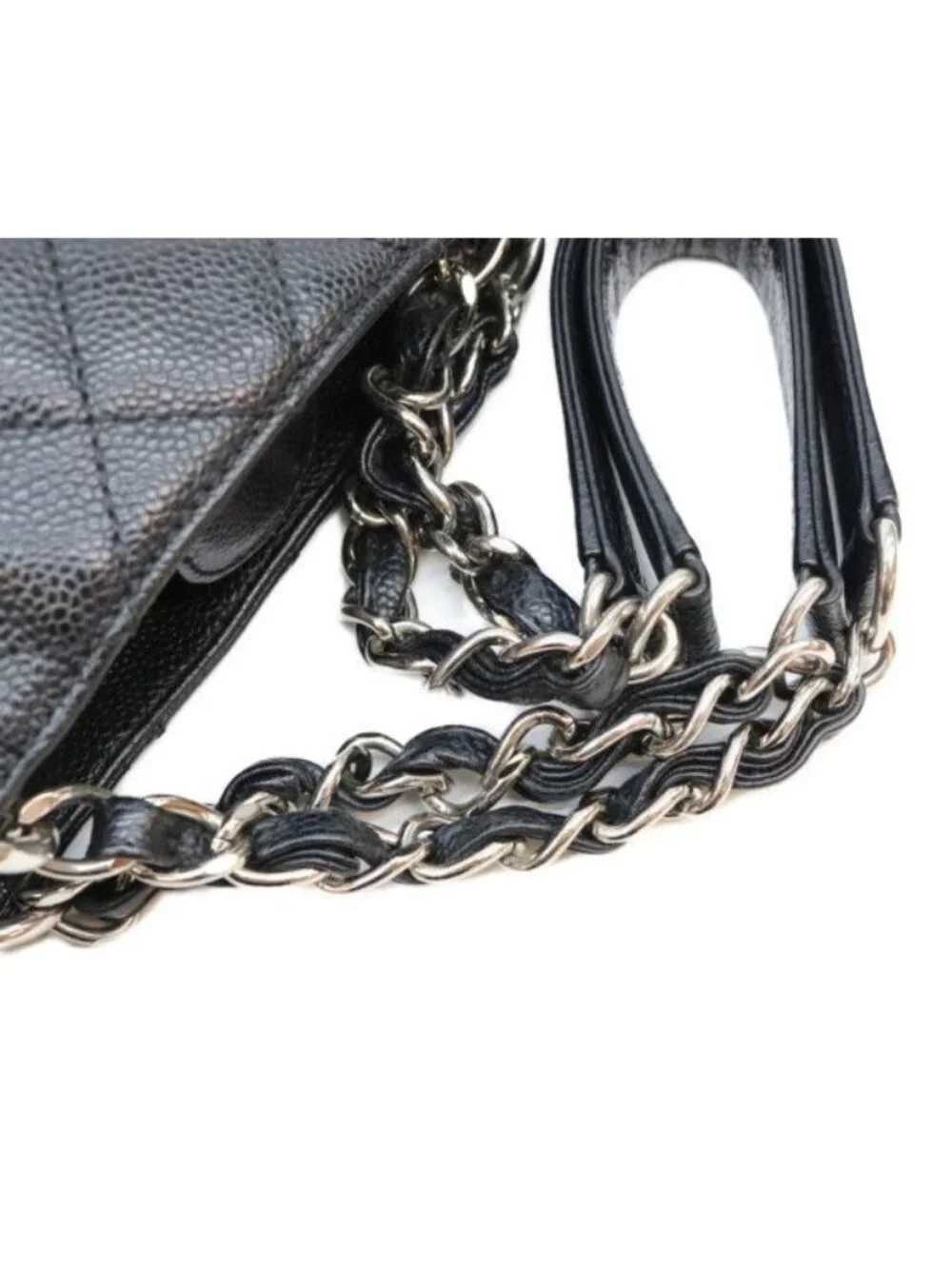Chanel Black Caviar Silver Petite Shopping Tote PST